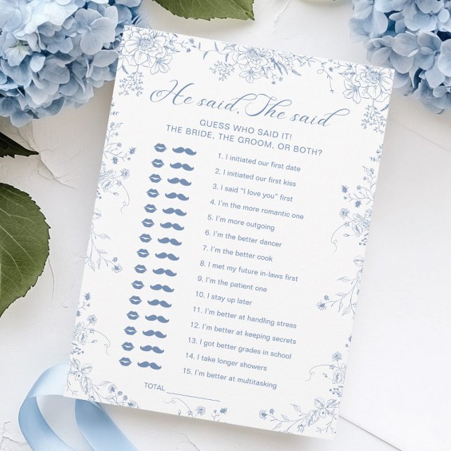 Something Blue Bridal Shower Who Said Game Card (Creator Uploaded)