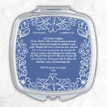 Something Blue Bride Gift from Mum Custom Message Compact Mirror<br><div class="desc">This exquisite compact mirror features a white floral frame design on a blue background, making it a perfect accessory for any modern bride. Personalise this elegant keepsake with a heartfelt message from mum or a loved one, creating a sentimental gift for a daughter on her special day. The mirror also...</div>