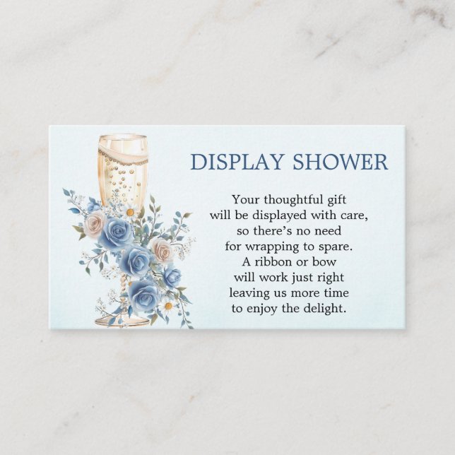 Something Blue Champagne Bridal Display Shower Enclosure Card (Front)
