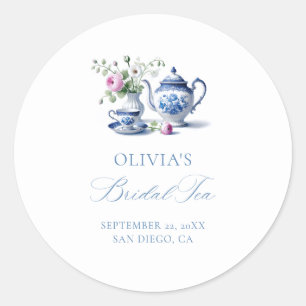 Something Blue Chinoiserie Flora Bridal Tea Shower Classic Round Sticker