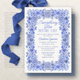 Something Blue Chinoiserie Floral Bridal Shower Invitation