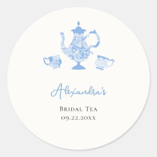 Something Blue Chinoiserie Lace Tea Bridal Shower Classic Round Sticker