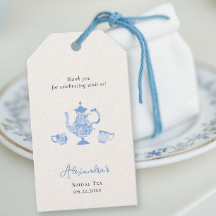 Something Blue Chinoiserie Lace Tea Bridal Shower Gift Tags