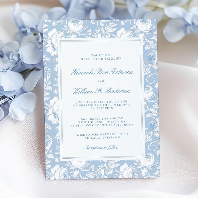 Something Blue Chinoiserie Wedding Invitation (Creator Uploaded)