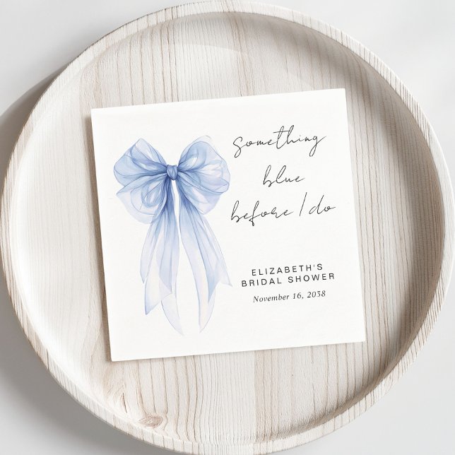 Something Blue Coquette Bow Bridal Shower Napkin (Creator Uploaded)
