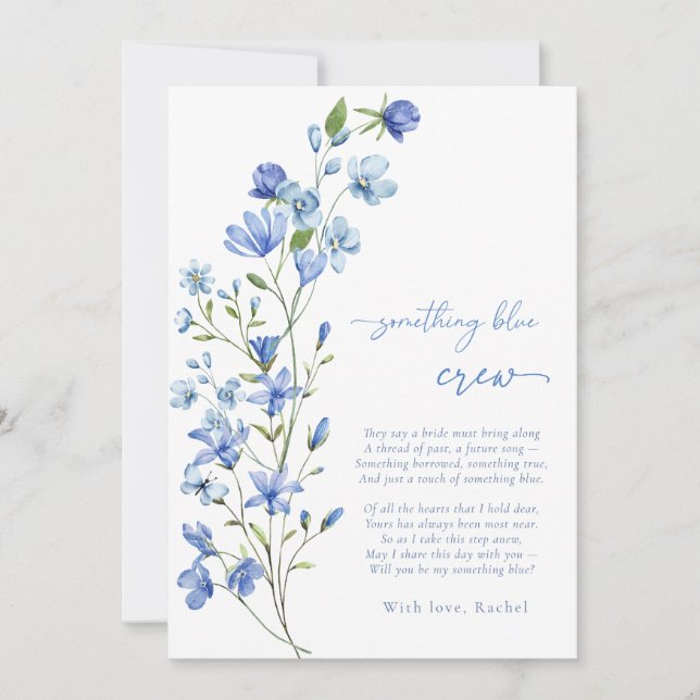 Something Blue Crew Bridesmaid Proposal Card (Front)