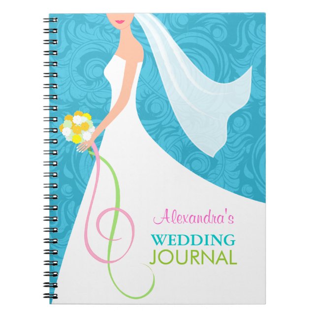 Something Blue Damask Wedding Planner Journal (Front)