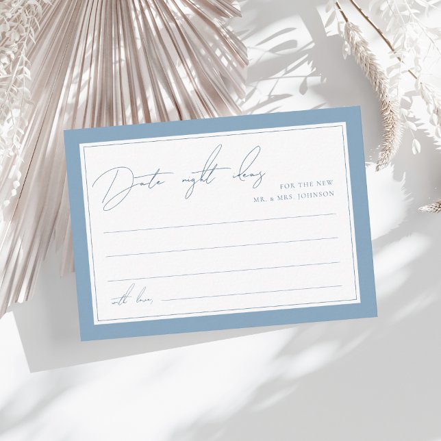 Something Blue Date Night Ideas Bridal Shower Enclosure Card (Creator Uploaded)