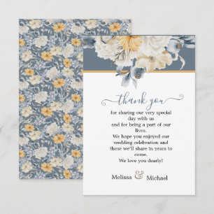 SOMETHING BLUE Dusky Floral Wedding Thank You Card