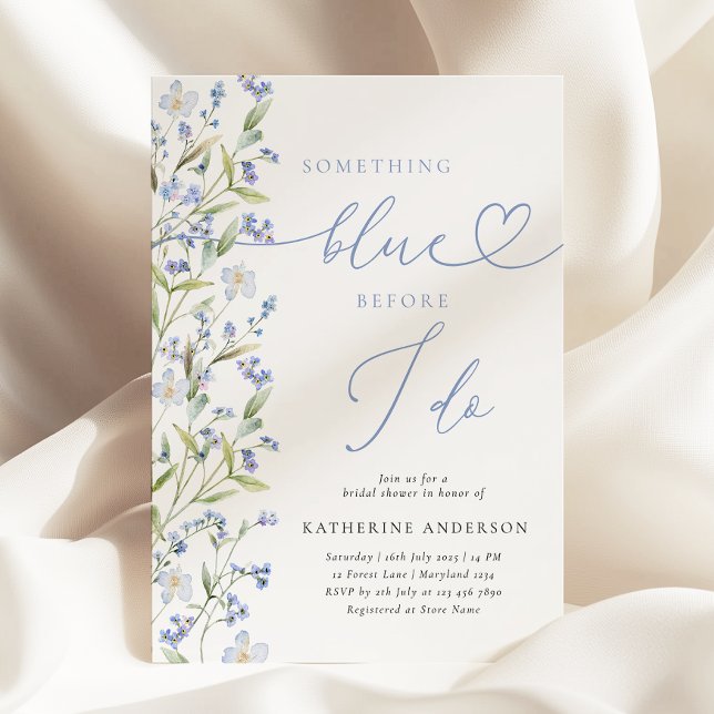 Something Blue Dusty Blue Bridal Shower Invitation (Creator Uploaded)