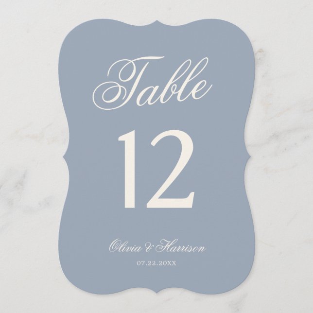 Something Blue Dusty Blue Die Cut Table Number (Front)