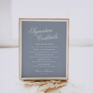 Something Blue Dusty Blue Elegant Drink Sign