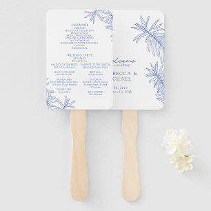 Something Blue Elegant Botanical Order of Service Hand Fan