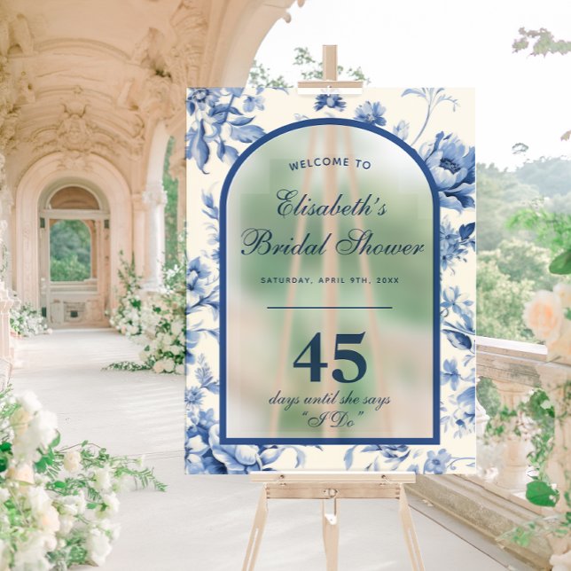 Something Blue Elegant Chinoiserie Bridal Shower Acrylic Sign (Creator Uploaded)