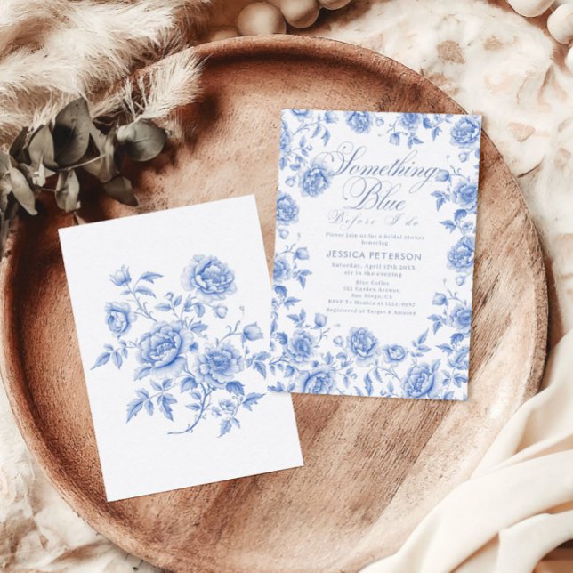 Something Blue Elegant Chinoiserie Bridal Shower Invitation (Creator Uploaded)