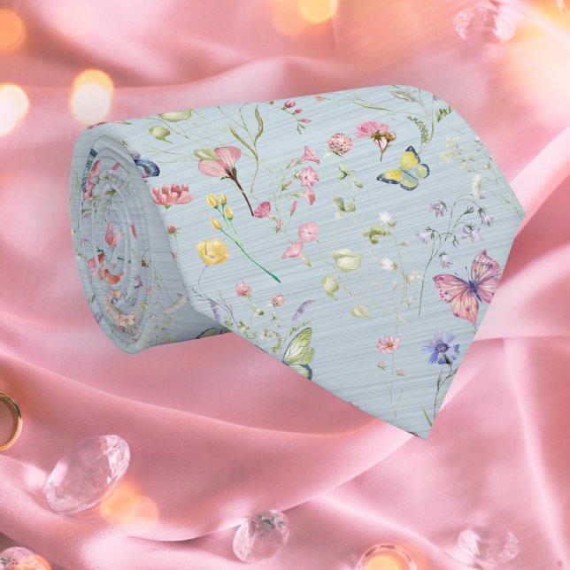 Something Blue Elegant Wildflower Necktie (Creator Uploaded)