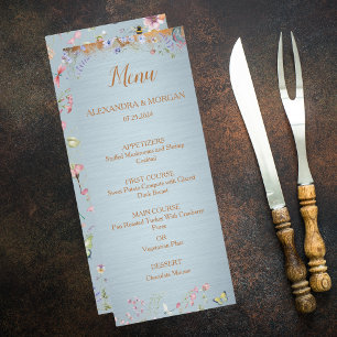 Something Blue Elegant Wildflower Wedding Menu