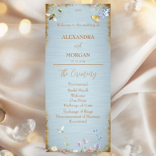 Something Blue Elegant Wildflower Wedding Program