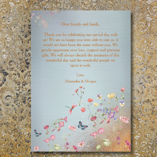 Something Blue Elegant Wildflower Wedding Thank You Card
