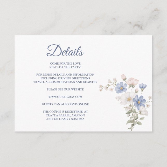 Something Blue Enclosure Card Details (Front)