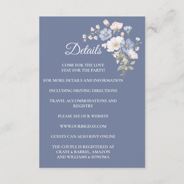 Something Blue Enclosure Card Details (Front)