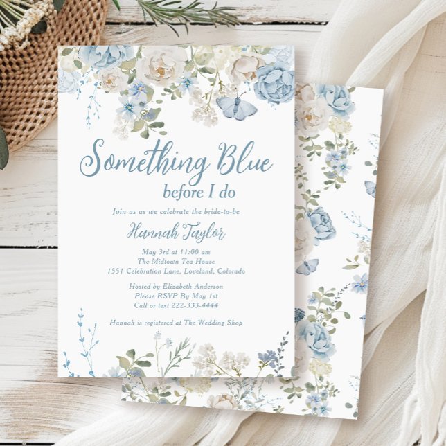 Something Blue Floral Before I Do Bridal Shower Invitation (Creator Uploaded)