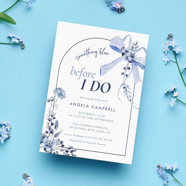 Something Blue Floral Bow Arch Bridal Shower Invitation (Creator Uploaded)