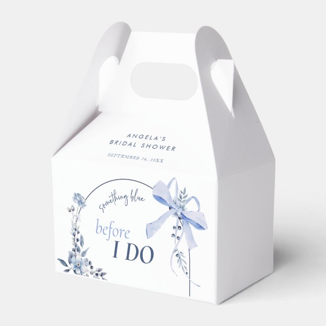 Something Blue Floral Bow Bridal Shower Favour Box (Front Side)