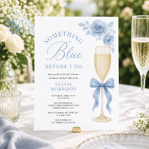 Something Blue Floral Bow Bridal Shower Invitation