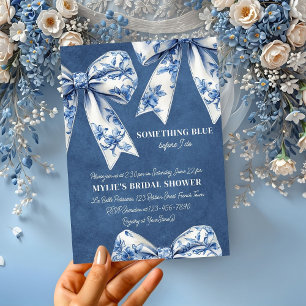 Something Blue Floral Bows Bridal Shower Invitation