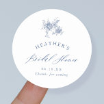 Something Blue Floral Bridal Shower Classic Round Sticker<br><div class="desc">Something Blue Floral Bridal Shower Favour Stickers</div>