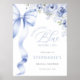 Something Blue Floral Bridal Shower Digital Sign