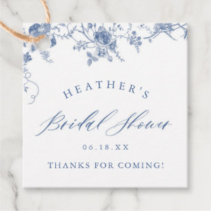 Something Blue Floral Bridal Shower Favour Tags