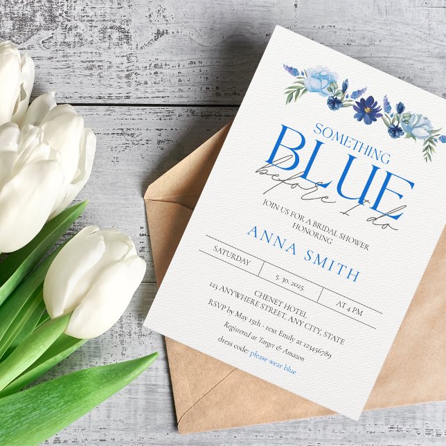 Something Blue Floral Bridal Shower Invitation (Creator Uploaded)