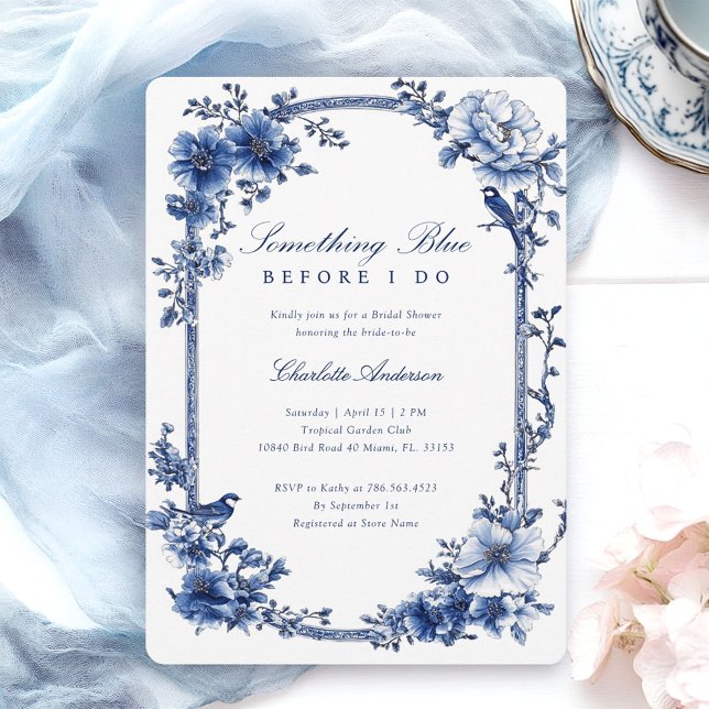 Something Blue Floral Bridal Shower Invitation (Creator Uploaded)