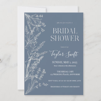 Something Blue Floral Bridal Shower Invitation