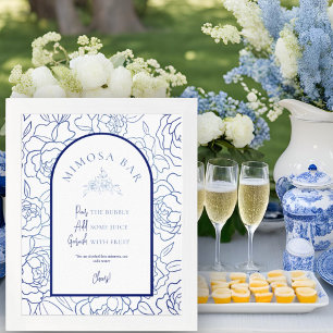 Something Blue Floral Bridal Shower Mimosa Bar Poster