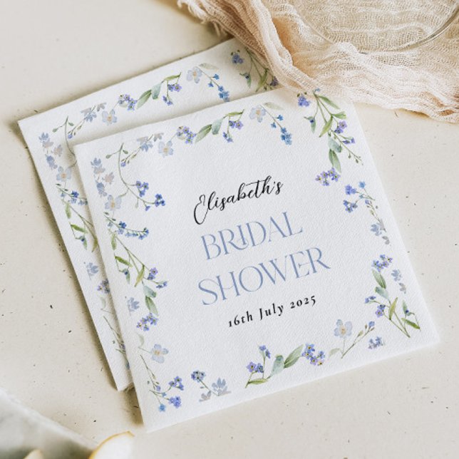 Something Blue Floral Bridal Shower Napkin (Creator Uploaded)