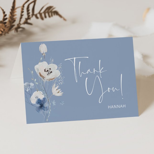 Something Blue Floral Bridal Shower Personalised Thank You Card (Creator Uploaded)