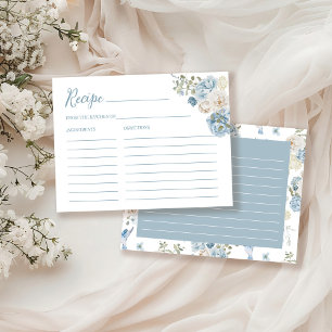Something Blue Floral Bridal Shower Recipe Card