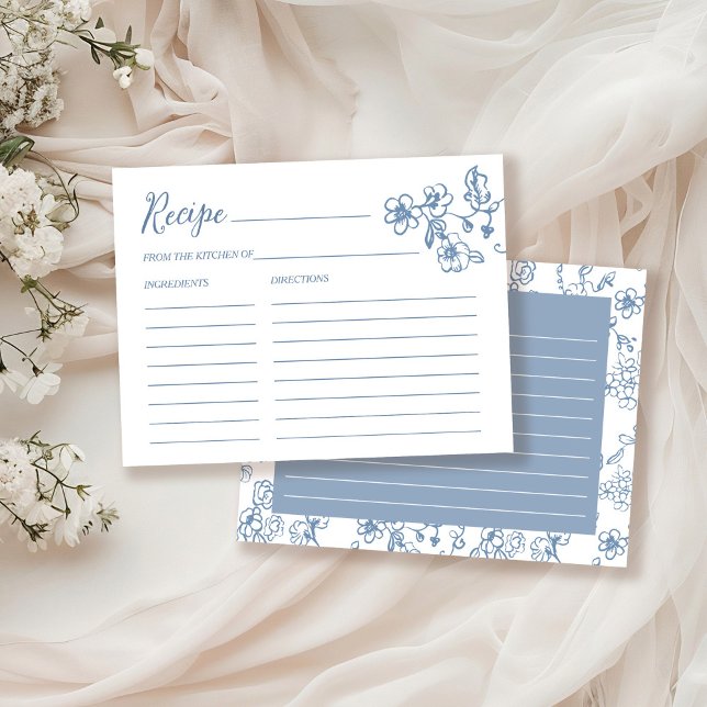 Something Blue Floral Bridal Shower Recipe Card (Creator Uploaded)