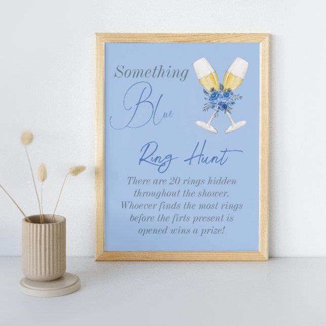 Something Blue Floral Bridal Shower Ring Hunt Game Poster (Creator Uploaded)