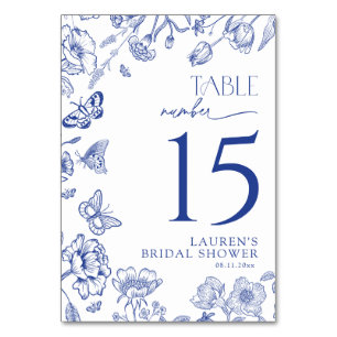 Something Blue Floral Bridal Shower Table Number