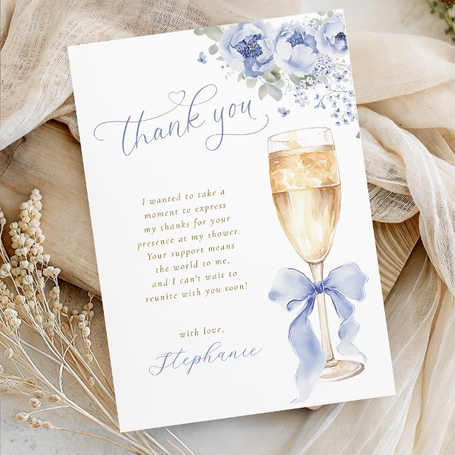 Something Blue Floral Bridal Shower Thank You Card (Creator Uploaded)