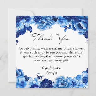 something blue,floral bridal shower thank you  card