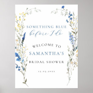 Something Blue Floral Bridal Shower Welcome Sign