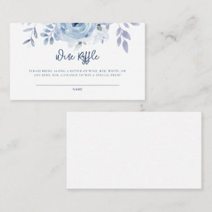 Something Blue Floral Bridal Shower Wine Raffle Enclosure Card