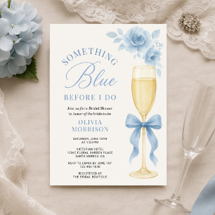 Something Blue Floral Coquette Bow Bridal Shower Invitation