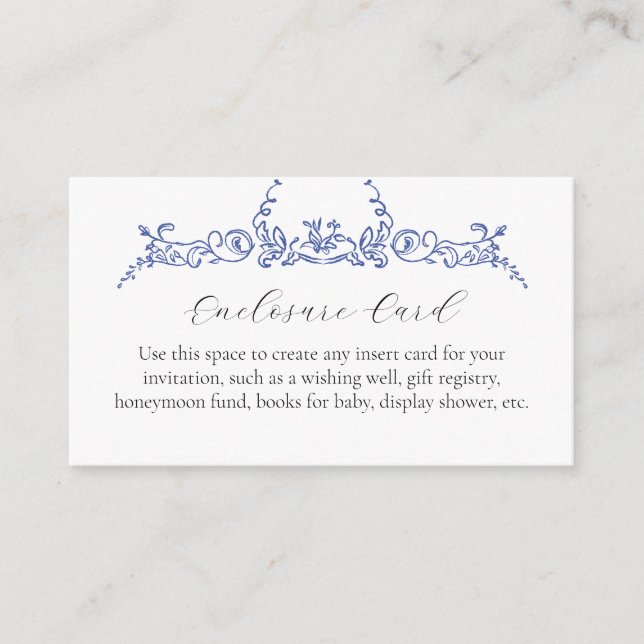 Something Blue Floral Custom Enclosure Card (Front)