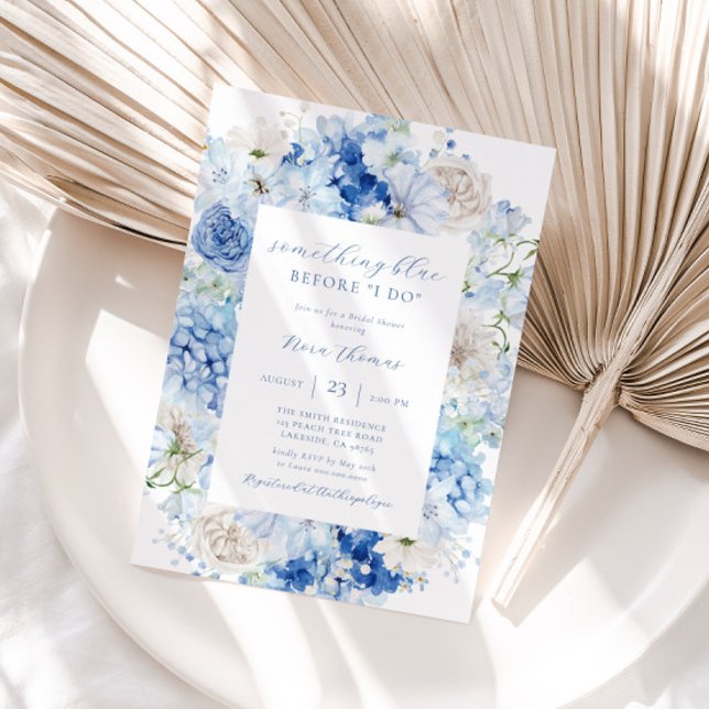 Something Blue Floral Frame Bridal Shower Invitation (Creator Uploaded)